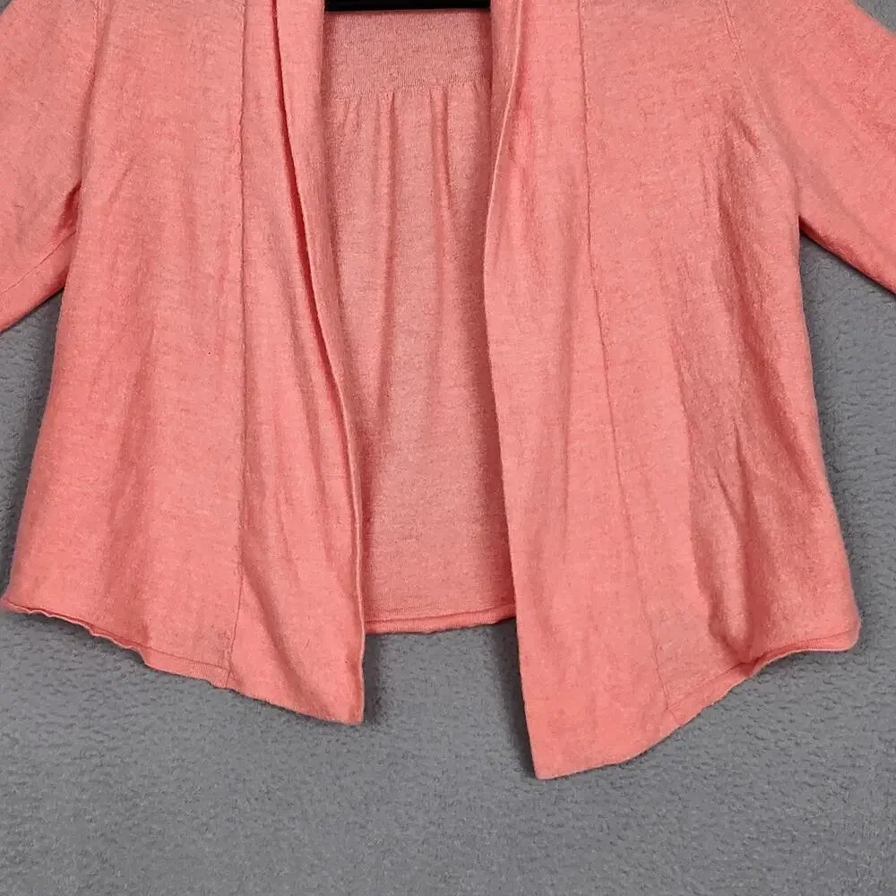 Eileen Fisher Sweater Womens Medium Pink 100% Cashmere Open Cardigan Knit